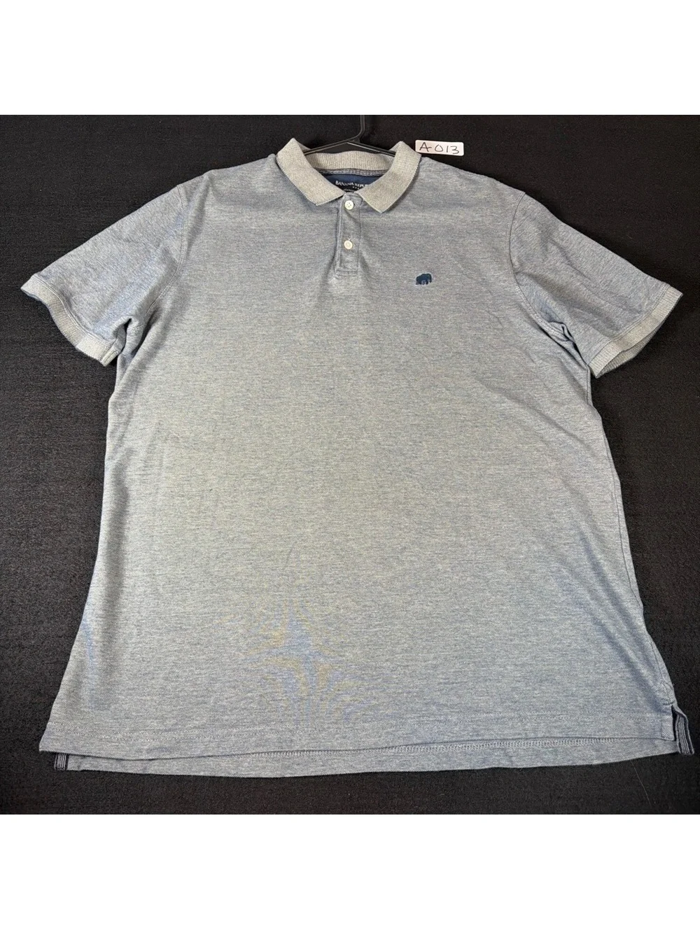 Banana Republic Men’s XL Blue Heather Pique Polo Shirt Elephant Logo 100% Cotton
